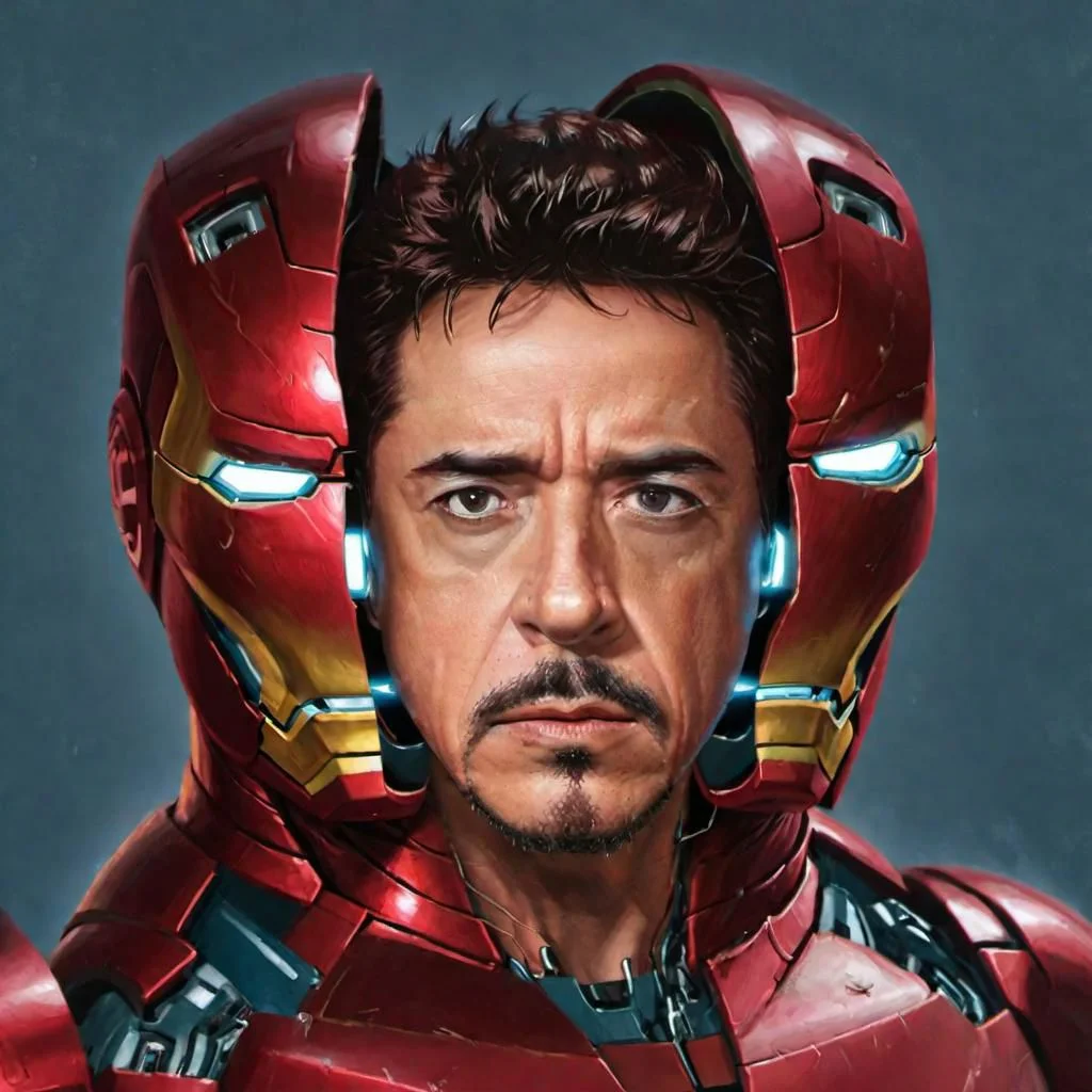 Split head Tony Stark inside Iron man