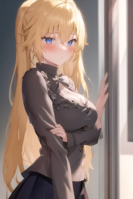 1girl, blonde hair, long hair,