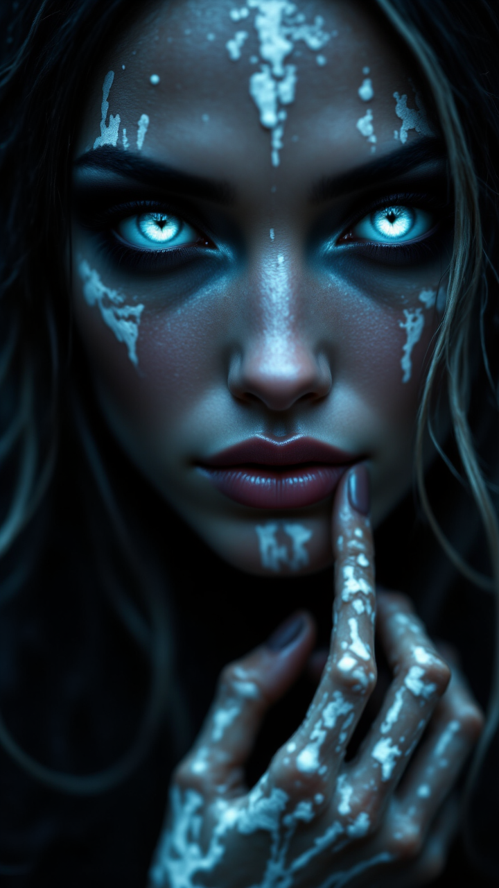 portrait, close up of a Female Skeleton, Light painting, timeless, close-up, woman, painterly, aidmafluxpro1.1