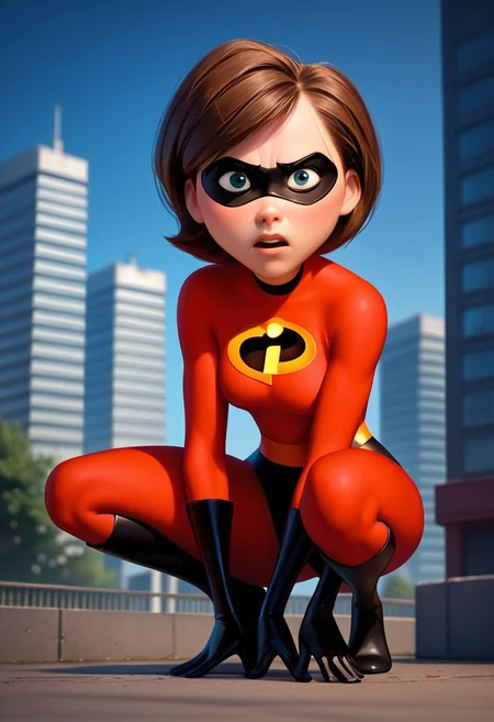 score_9, score_8_up, score_7_up, score_6_up, score_5_up, score_4_up, rating_questionable, 1girl, Hel_en, crouching, superhero, eye mask