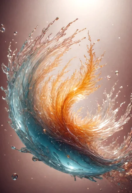 An abstract shape, amazingly fluid, made of glass, detailed, 3d fractals, light particles, water drops, shimmering light, surreal, ink, smooth, shimmering, glow, cinematice contrast, Glow,
16k
