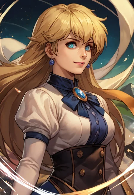 score_9, score_8_up, score_7_up, source_anime,
, (best quality) , (highly detailed) ,masterpiece ,absurdres ,detailed face ,beautiful face ,
<lora:pony_xl_Hildegard:0.8>, Hildegard, score_9, score_8_up, 1girl, mature female, kawaii, solo, long hair, earrings, dark-blonde hair, female adventurer outfit, hair ribbon, gloves, cleavage, black pants, dynamic pose, dynamic angle, light smile, happy, looking at viewer, mountain landscape,
best quality, masterpiece, very aesthetic, portrait, upper body,
OverallDetail