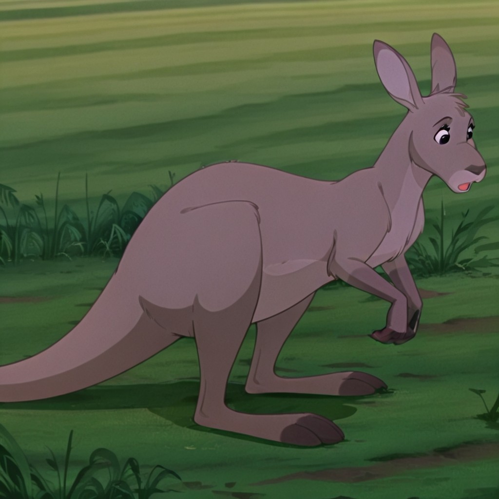 masterpiece, best quality, amazing quality, RDUFalooil, feral, female, kangaroo, grey fur, black eyes, standing, in a field, solo, <lora:f4873cee-e4e9-470f-a985-4117967e2616:1.0>