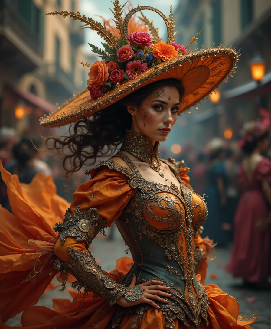 beautiful dancing woman at venetian carneval,epic, cinematic, brilliant, stunning, intricate meticulously detailed, sharp focus, digital matte painting, fantastical colors, photorealistic masterwork
