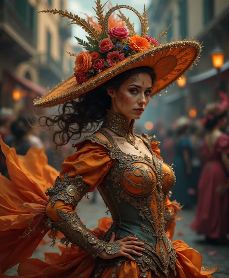 beautiful dancing woman at venetian carneval,epic, cinematic, brilliant, stunning, intricate meticulously detailed, sharp focus, digital matte painting, fantastical colors, photorealistic masterwork