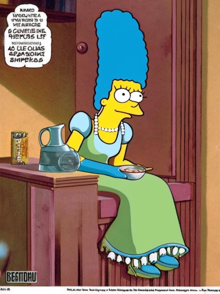 The secret life of Marge Simpson  VintageMagStyle <lora:SDXL-VintageMagStyle-Lora:1>