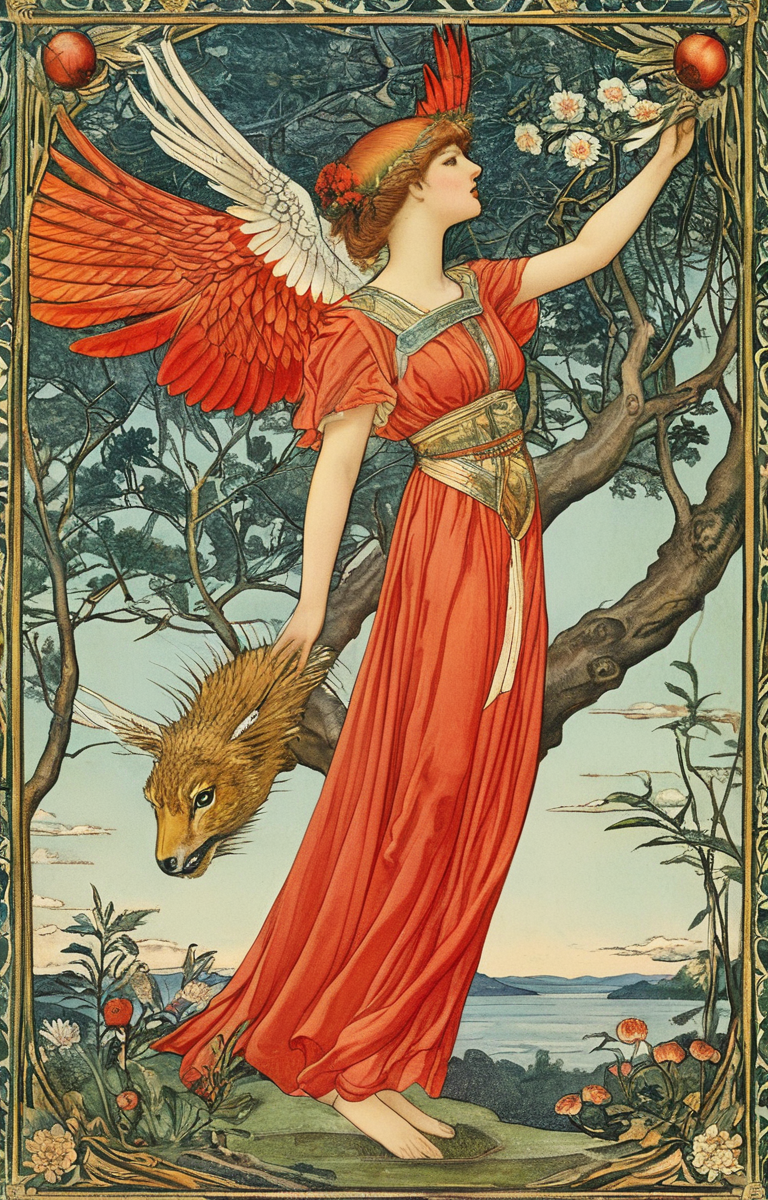 masterpiece,best quality,<lora:tbh132-sdxl:0.8>,animals,illustration,style of Walter Crane,