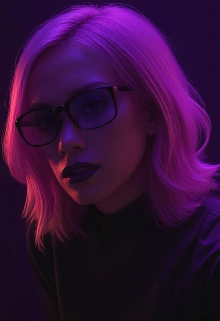 ((Introduce quality iteratively))((unambiguous unequivocal sampling))(extreme haute couture pink cocktail dress)(detailed skin, pores, sweat, blush, imperfections)(mysterious, ethereal, intimidaitng. cinematic lighting, epic cinematic color style)(inspired by style of David Lynch and Stanley Kubrick doing things never done before)(pure sharpness)(k black point)((art of greatness))(magnificent gradients)((blacklight ultraviolet colors complementary saturated hues))((vignette))f(x)Thriller. Glasses.