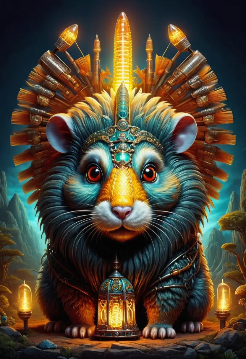 DonMN1x137ub35XL, fusion of lamassu,hamster,adze,baba yaga,siren , <lora:DonMN1x137ub35XL:1>