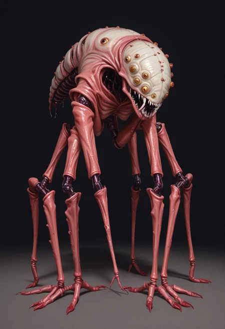 Score_9, score_8_up, score_7_up, fleshtones, (body horror:1.1), twisted and mangled body, sewn together, reanimated, fleshmutant, segmented body, preying, stalking, dimly lit flash photography in the dark, swarms of insects, concept art, realistic, dark theme, low light, h3ll1sh, compound eyes, human limbs,
