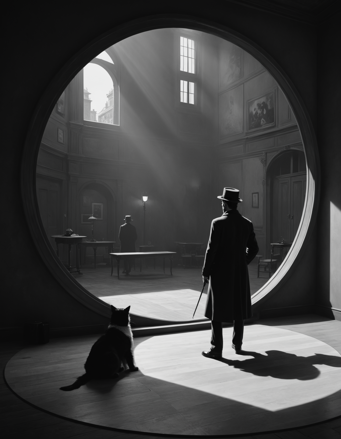 film noir style, retro, chiaroscuro, black and white photo of  a (famous videogame screenshot:1.4) by Liu Ye and Masaaki Sasamoto and Henri De Toulouse Lautrec ,  (superb , circular , masterful:1.4), bold lines, hyper detailed, award winning,  UHD, monochrome color palette, greyscale, high contrast, depth of field, black and __white__ hue, (intricate details, masterpiece, best quality:1.4),
extremely dramatic lighting with deep shadows, looking at viewer, dynamic pose, wide angle view,
<lora:add-detail-xl:0.7> <lora:xl_more_art-full_v1:0.5> <lora:looking_at_viewer:2>