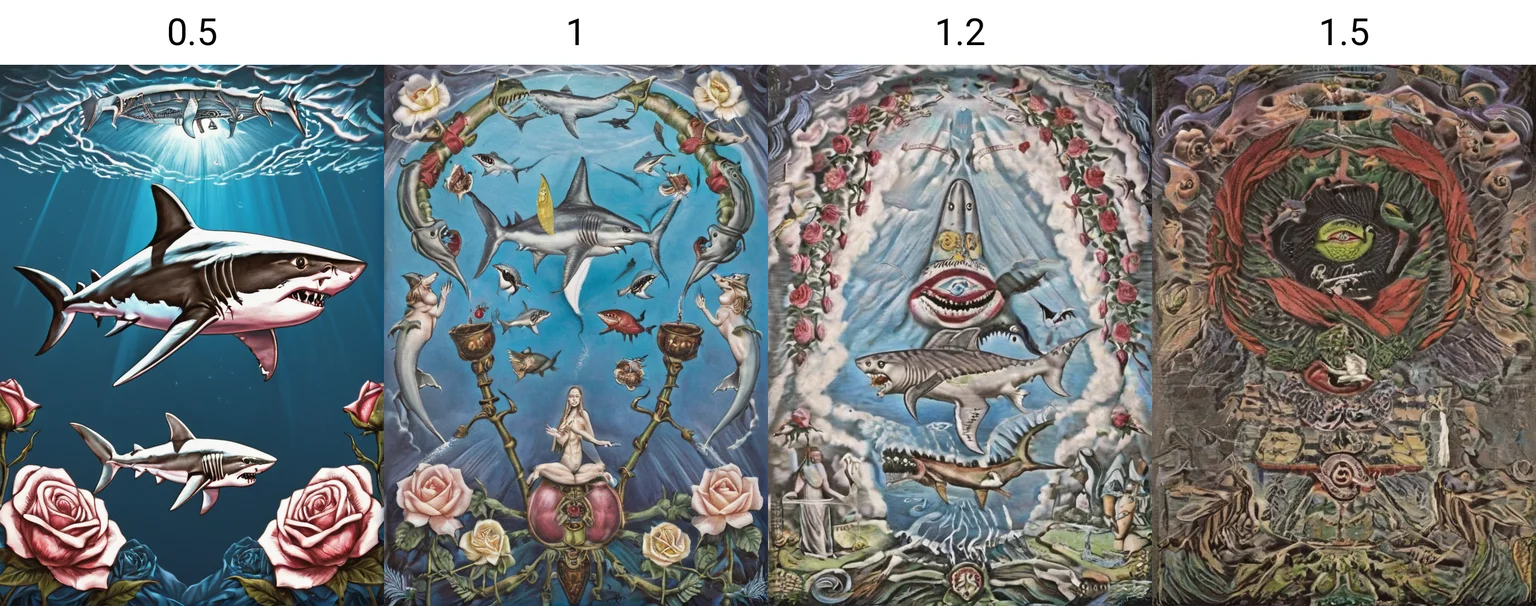 0ccult, (full shot), epic scale, ((masterpiece)), (best quality), official art, ultra detailed, shark, full body, magical, fantasy, roses, (8k, extremely detailed, high quality, highly detailed), <lora:0ccult_works_of_Art_SDXL:0.5>