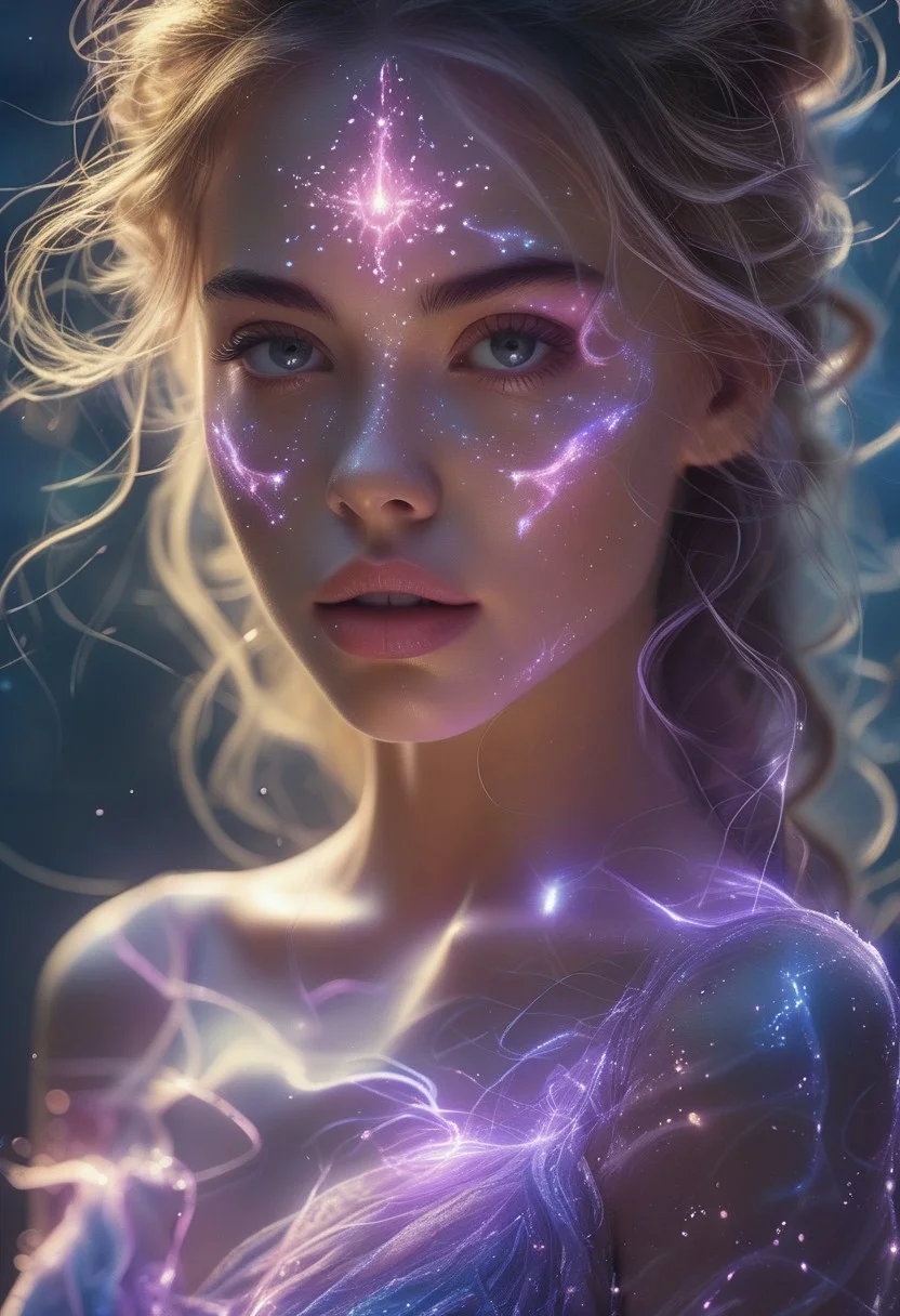 masterpiece, an extremely delicate and beautiful, extremely detailed, 2k wallpaper, Amazing, finely detail, human eye, cute face, perfect face, young face, abstract galaxy, swirling pupil, dynamic lightning, creating a sense of intense energy and movement, stylized makeup, happy, sensual and lovely atmosphere, charged with a sense of power and mystery, mystic lumina