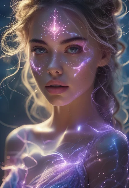 masterpiece, an extremely delicate and beautiful, extremely detailed, 2k wallpaper, Amazing, finely detail, human eye, cute face, perfect face, young face, abstract galaxy, swirling pupil, dynamic lightning, creating a sense of intense energy and movement, stylized makeup, happy, sensual and lovely atmosphere, charged with a sense of power and mystery, mystic lumina