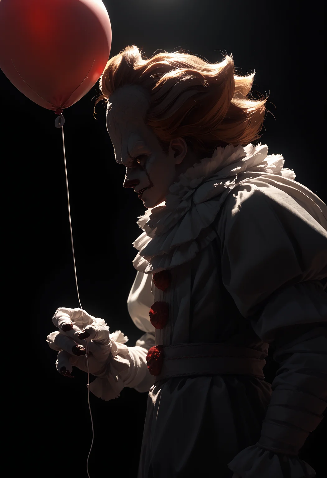 score_9, score_8_up, score_7_up, score_6_up, 1boy, monster, solo,
profile, backlighting, dark background, dim lighting,
holding balloon,
<lora:pennywise_v0.6-pony:1>
<lora:dark_v1.9-pony:1>