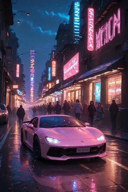 detailed background,Cinematic Lighting,film grain,score_9,score_8_up,score_7_up,masterpiece,best quality,highly detailed,
<lora:(增强)sdxl_lightning_8step_lora:1>,<lora:glowneon_xl_v1:1>,(glowing),<lora:hand 4:1>,hand person,<lora:Expressive_H:0.8>,Expressiveh,<lora:th3rm4lXLP:0.6>,th3rm4l,colorful,
ground vehicle,(car:1.1),motor vehicle,vehicle focus,no humans,night,road,neon lights,scenery,(sports car),street,outdoors,sign,building,(glowneon:1.3),lamborghini,