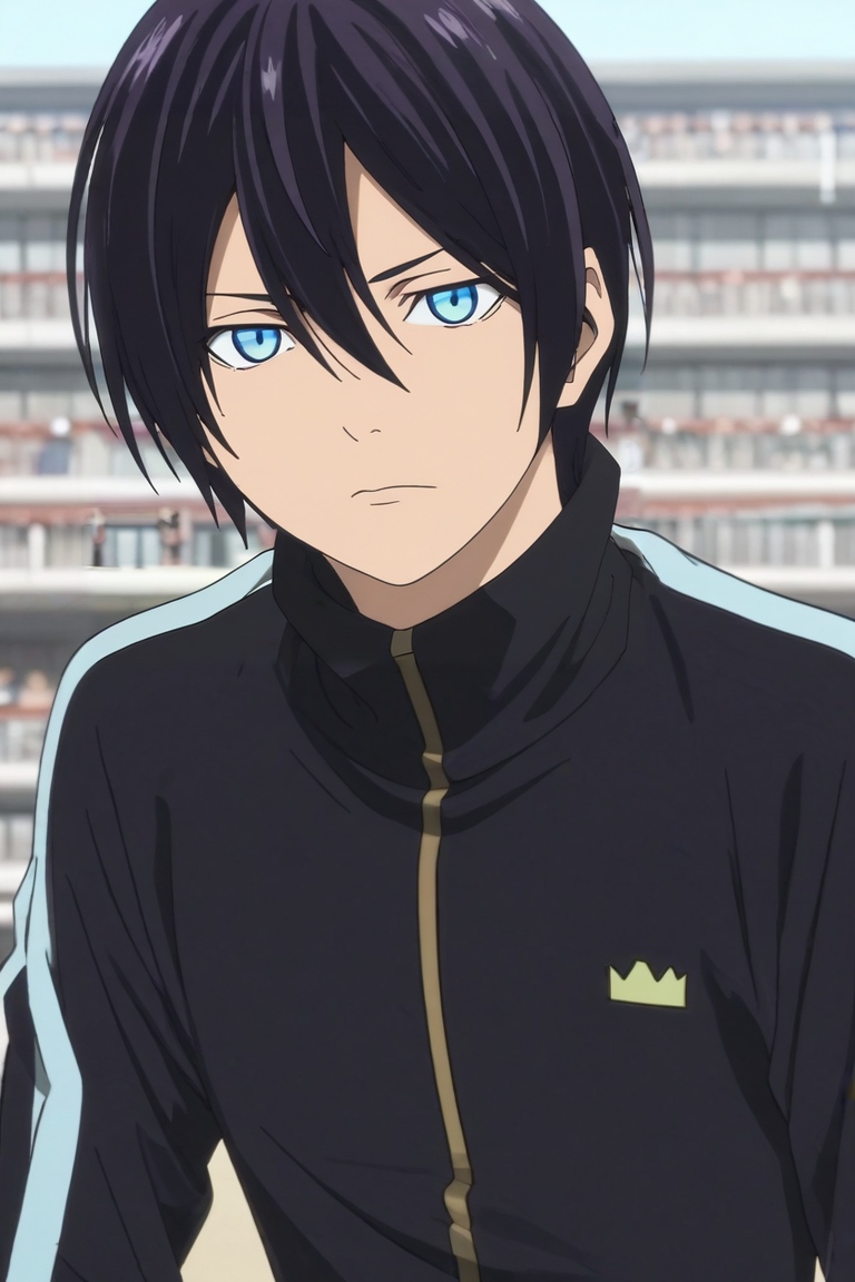 score_9, score_8_up, score_7_up, , rating_safe, , anime screencap, , , , depth of field, 1boy, solo, male focus, <lora:yato_noragami_pony:1>, yato_noragami, black hair, blue eyes, short hair, hair between eyes, , , , <lora:sdxl_lightning_8step_lora:1>