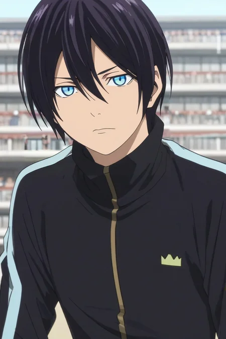 score_9, score_8_up, score_7_up, , rating_safe, , anime screencap, , , , depth of field, 1boy, solo, male focus, <lora:yato_noragami_pony:1>, yato_noragami, black hair, blue eyes, short hair, hair between eyes, , , , <lora:sdxl_lightning_8step_lora:1>