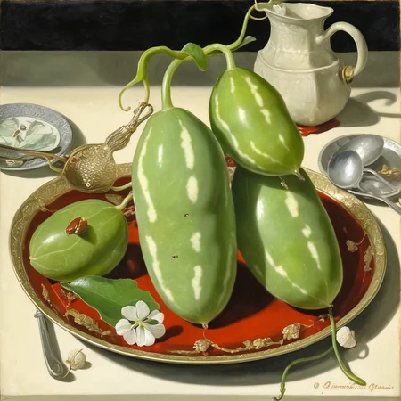 <lora:coccinia grandis 200 SDXL-000002:0.8>
coccinia grandis,best quality, high quality, highres, masterpiece,
The gangster who was intimidated by a plate of coccinia grandis,