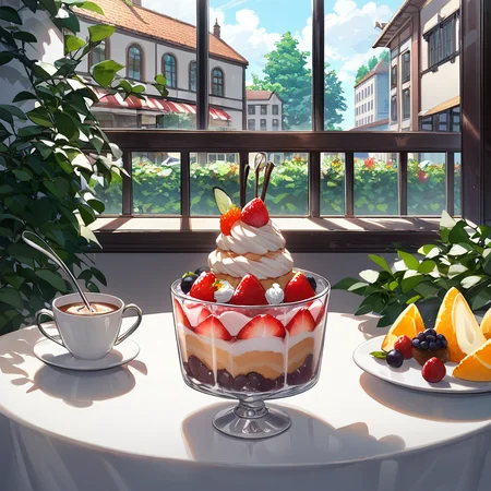 score_9, score_8_up, score_7_up, source_anime, source_cartoon,best quality, perfect anatomy , very aesthetic , absurdres ,
(mas parfait),
indoor, cafe, table, long spoon,
rating_safe, anime coloring style, <lora:parfait_3x3x3mixxl_sdxl:1>,
