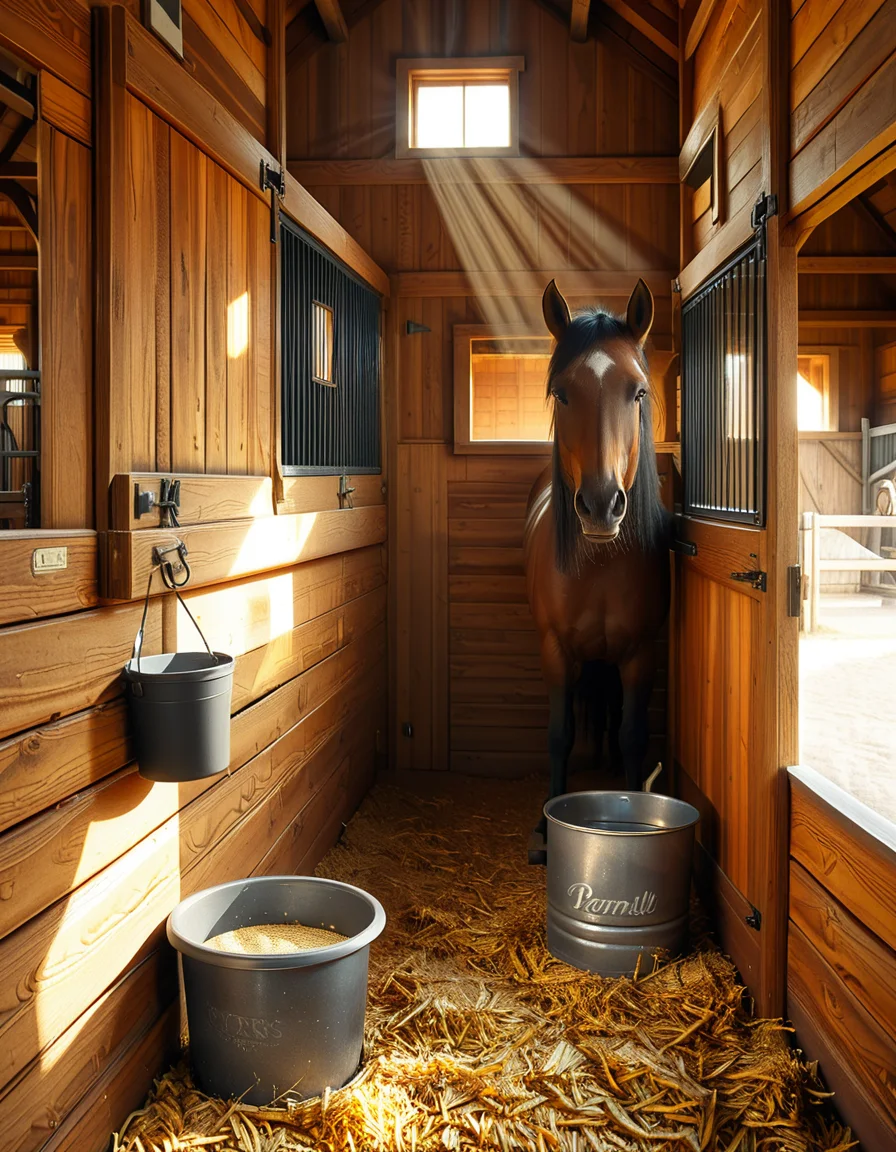 looking at viewer,A woman,straight long black hair,  standing inside a rustic horse stall,h0rs3 st4ll, wearing a dusty and slightly worn denim work overall. She has a focused expression on her face.The light filtering in through the wooden slats of the barn creates a warm, golden glow, highlighting small specks of dust floating in the air. In the background, the stall walls are made of aged wooden planks, and a horseâs head can be faintly seen peeking through the open top of the adjacent stall. The atmosphere is earthy and authentic, emphasizing rural farm life. The style is realistic with high attention to detail, natural lighting, and a cozy, slightly nostalgic tone.<lora:SDXLFaeTastic2400:0.4> <lora:extremely_detailed:0.4> extremely detailed, <lora:h0rs3_st4ll:1>, Masterpiece,best quality,hi res,8k,hi res,8k,award winning,(sharp focus, intricate, highly detailed),
