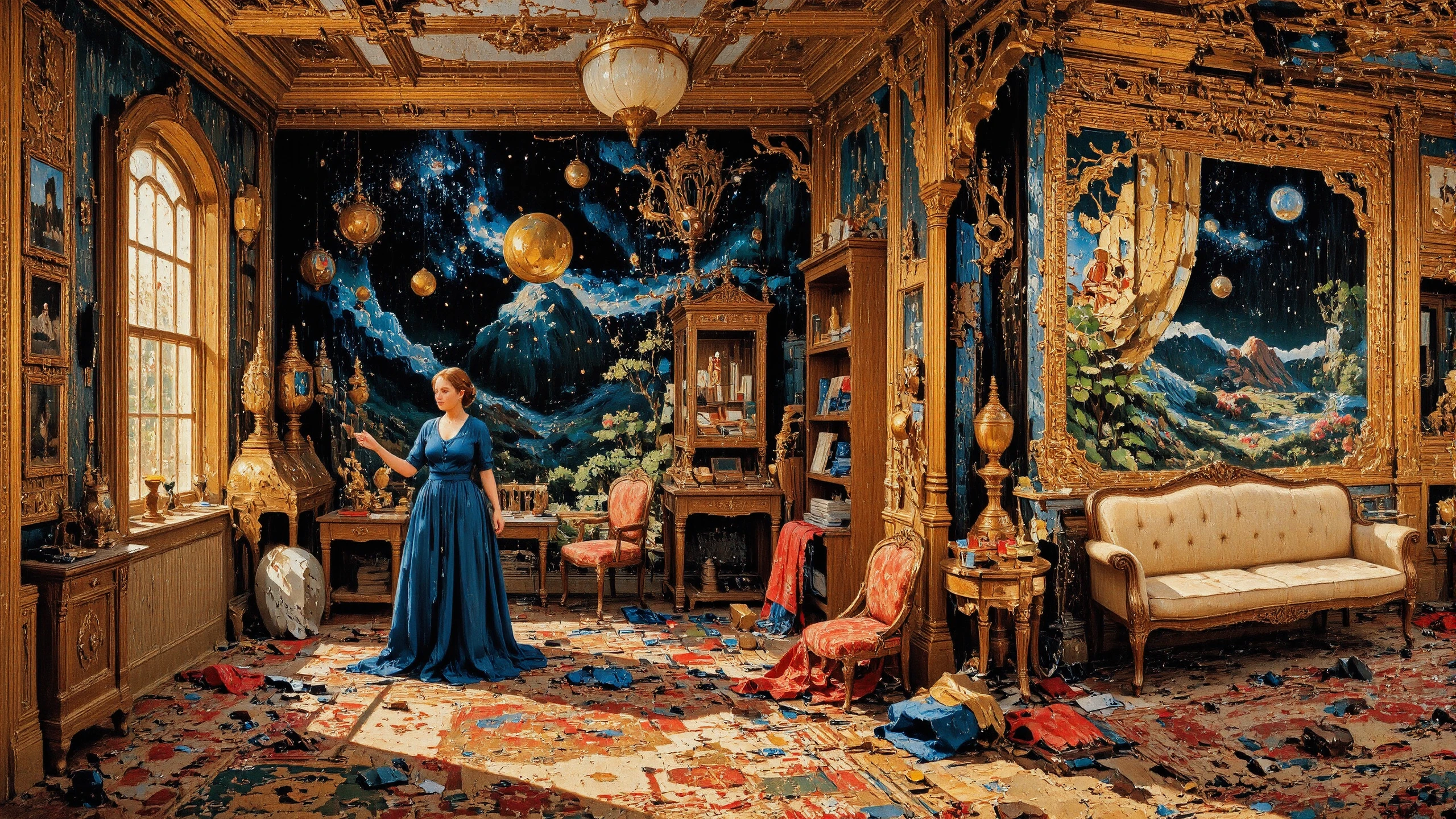 (fitting room) beautiful surreal space landscape, woman, intricate, very detailed, multilayer paint style, colorful, <lora:Hand v2:1> <lora:Anti-Blur:1> <lora:Insane Detail Slider:0.5>   <lora:Flux.1_Turbo_Detailer:0.6> <lora:flux-photo-transparent_Alpha_1.0:0.8> <lora:flux.1_lora_flyway_Epic-detail_v2:1> <lora:Painterly01b_CE_FLUX_AIT:0.8> pntrlyCE_style, <lora:VividlySurreal:0.8> <lora:PsykeV1:0.6>
