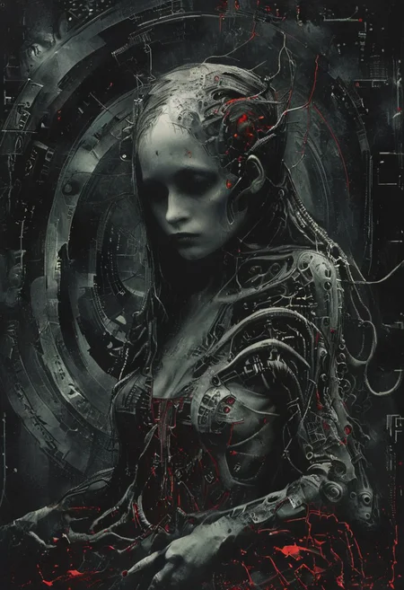 ral-ertmsphr otclillsn carcosa city, cybersecurity meme, data flows, dynamic movement, Red and White, a Vintage casual goddess inside of circle, looking curious, By YMji Shinkawa
