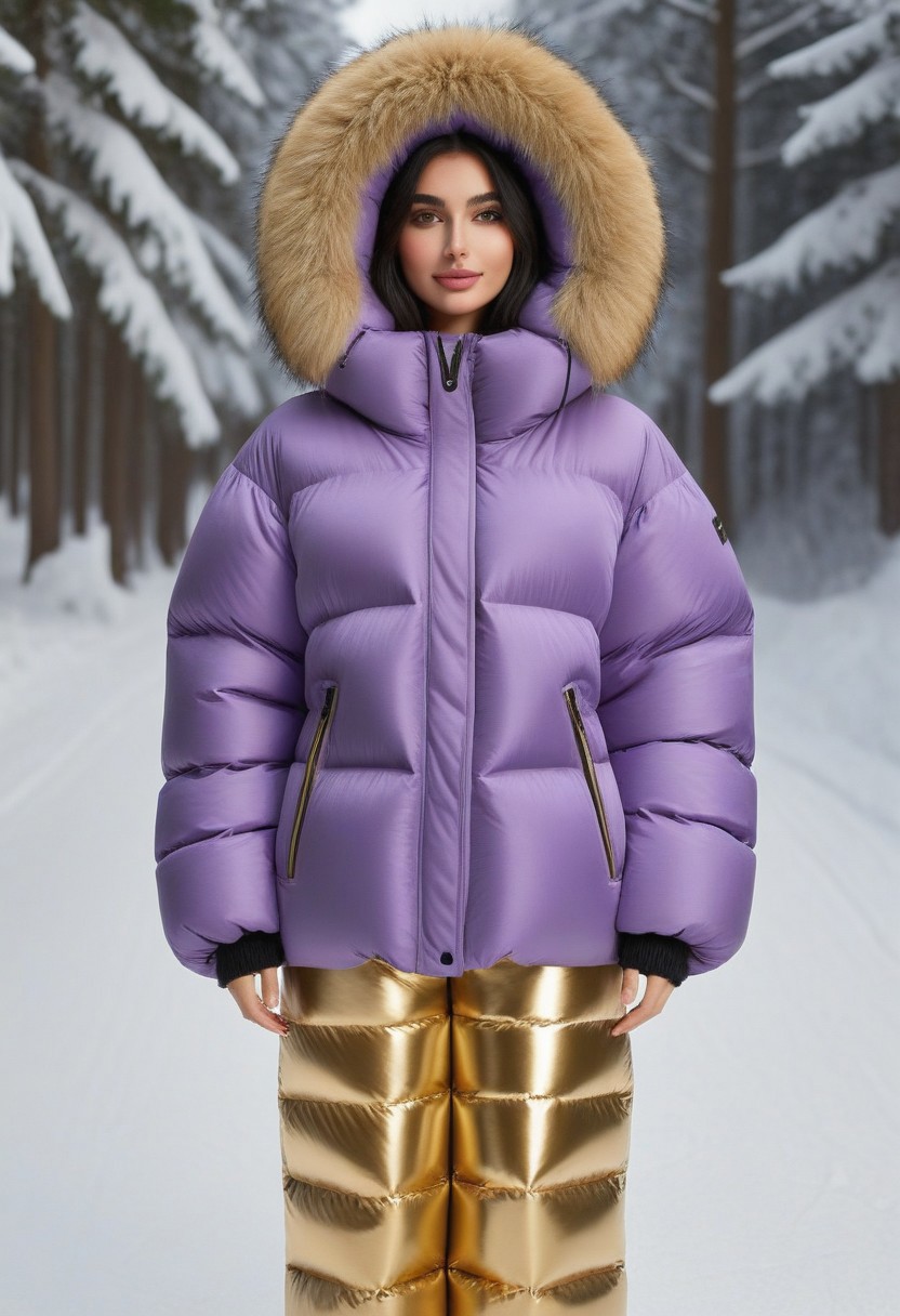 ((((puffer padded jacket)))), ((((puffer padded coat)))), ((((full body)))), ((((fur boots)))), ((((puffer pants)))), ((((puffer hood up)))), winter, snow, forest, 1girl, solo, (masterpiece), detailed face, detailed eyes, (beautiful detailed eyes:1.5), sidelighting, (super detail, hyper detail, intricate_details, detailed), (semi realistic:1.6), (Bob cut), blunt bangs,(black hair), (purple eyes, eyelashs), tanned skin, smug smile, angry face, Golden jewelery, golden rings, golden necklace, golden armlets, golden chains, padded cuffs, padded collar, Thick padded cuffs, Thick padded collar, <lora:Collar-SDXL:0.6>, <lora:Cuffs-SDXL:0.6>, <lora:Puffer_Jacket_and_Down_Jacket_-_Extra_Puffy_Jackets:0.4>, <lora:snowpants_v1:0.4>