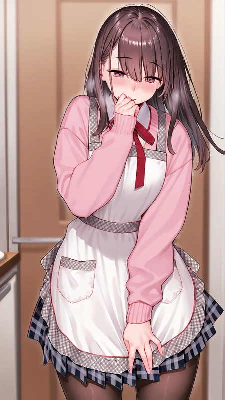 amazing quality,absurdres,best quality,masterpiece,highres,newest,detailed,detailed body,detailed face,masterpiece,best quality,solo,
Possessed Niece,1girl,pantyhose,apron,solo,long hair,plaid skirt,pink sweater,brown hair,red ribbon,<lora:åã¿ç¥ã¨æããã姪:0.8>,
