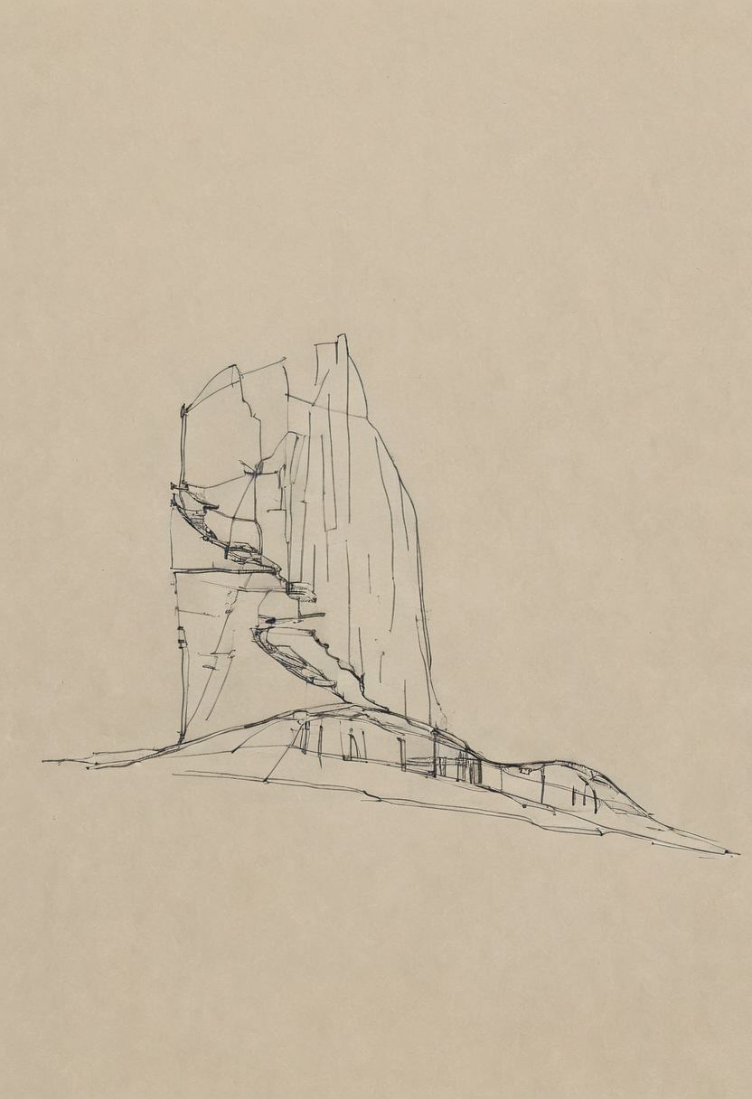 a professional hand sketch of architecture,
(POV view , DOF, first people view from the entrance, low angle shot:1.4),
(Ancient civilization, Alien Prometheus movie scene, dune movie scene:1.5), (The colonial city of the future, in the mist-filled Grand Canyon, on an unknown Earth-like planet, 2 moon on sky, Spaceship flight connects colonies, waterfulls:1.3), (Machu Picchu, a mountain settlement, incredibly spectacular:1.2), (Mario Botta:1.3), (avant-garde, future, reality, science fiction, photorealistic), (modern architecture:1.2), White limestone with black granite, fountain, waterfall, landmark, square, path, narrow street,
(Large Files, Ultra Realistic, 8K, 16k, FHD, HD, VFX, Perfect, Photography, composition, Architecture Sales Photography, Architecture Competition, Ultra High Resolution, Cinematography, High Resolution Image:1.1), (dramatic lighting, direct sunlight, ray tracing, clear shadow:1.2),  (real landscape:1.1), (blurred background:1.0), (urban background, more_details) ,
great lighting, extremely detailed, hillscastel, Neo Classic, Architecture sketch