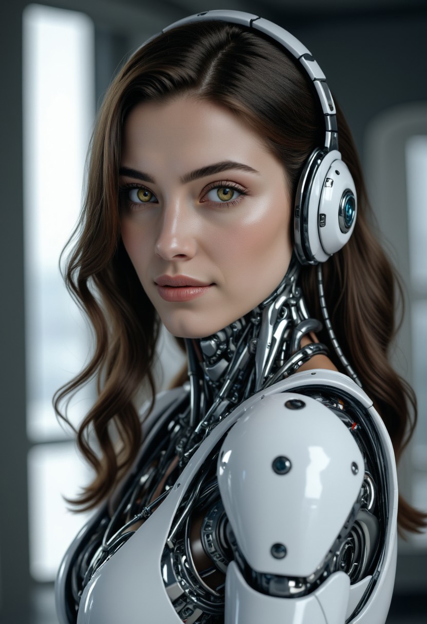 a woman in a robo bodysuit