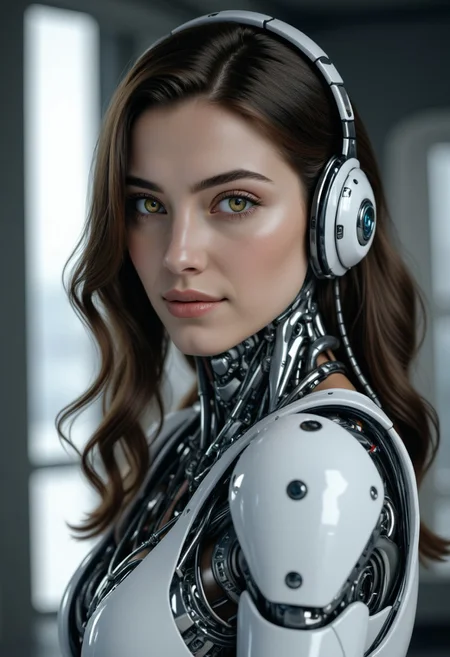 a woman in a robo bodysuit