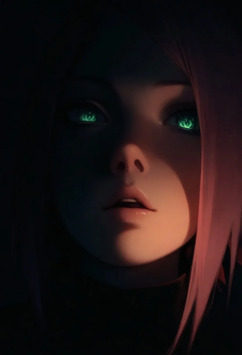 1girl, Sakura Haruno (Naruto), solo, dark, light, masterpiece, best quality, very aesthetic, close up, parted lips
