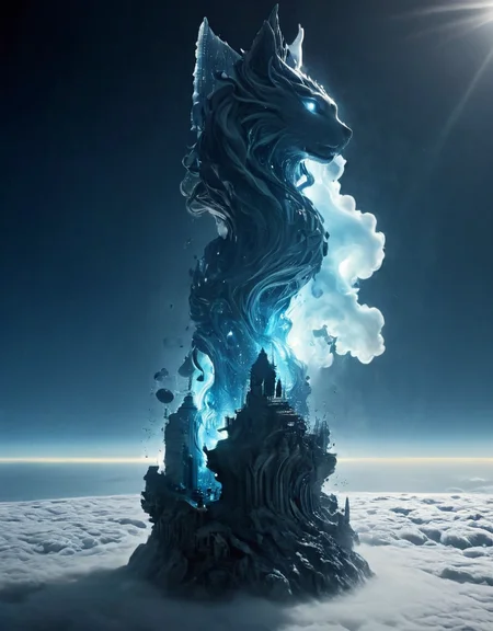 <lora:Space_Worlds_02_Dark_xlv1:1> sw02d_xl, photo illustration from a world in the clouds, beautiful, stunning, dark indigo and light cyan, mind-bending sculptures, realistic hyper-detail, fluid simplicity --ar 63:128 --stylize 750 --v 6