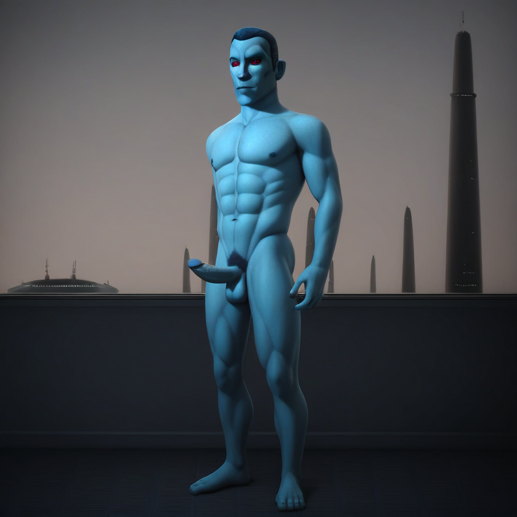 Thrawn, 1boy, blue skin, solo, male focus, colored skin, alien, red eyes, pubic hair, completely nude, abs, penis, balls, standing,  score_9, score_8_up, score_7_up, score_6_up <lora:vinceteaa_020_04v2-step00000400r:1> good face, good eyes, looking at viewer, full body, standing,