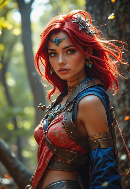 warrior princess. sexy combat gear. sword.
perfection style, vivid colors, colorful, focus on face, aidmaMJ6.1,