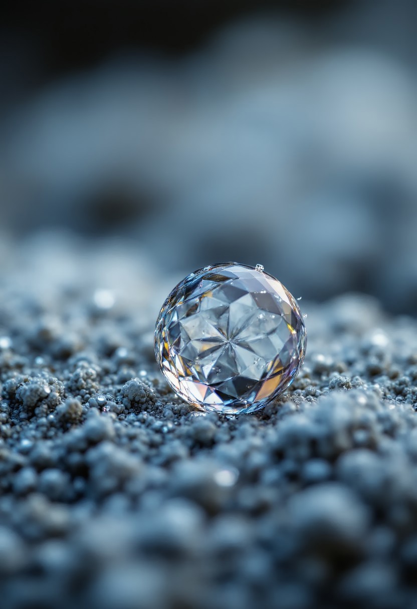 Macro shots of a frozen rainbow ink drop crystal ice