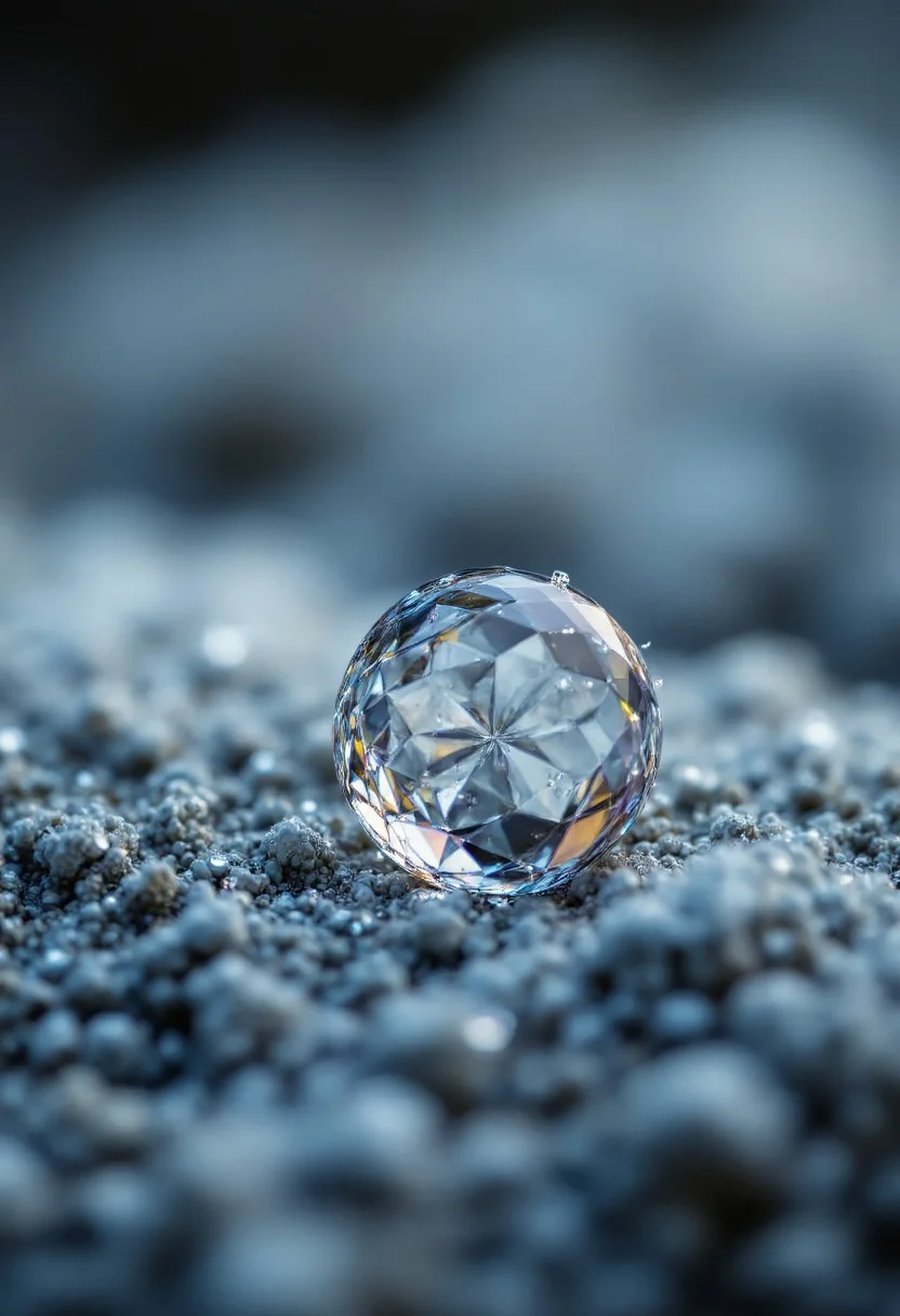 Macro shots of a frozen rainbow ink drop crystal ice