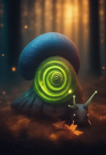 (snail wizard googly eyes), eating candy, sharp teeth, Close up, blurry background.
glowing tress, forest
zavy-flrscnc, fluorescent, fluorescent spraypaint,