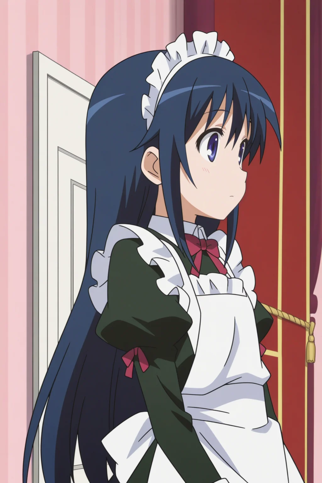 naoya touhara trap, maid, anime coloring <lora:Astarotte_no_Omocha_-_illustrious:0.8>