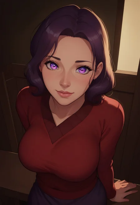score_8_up, resolution, 8k, highest quality, best quality, masterpiece, soft lighting, volumetric lighting, shiny skin, mature, beautiful, perfect eyes, shiny skin,
...
1girl, mature, Perfect color eyes, Colorful eyes, detailed pupils, purple eyes,
...
Eyes focus,
FOV 90 degrees,high angle shot