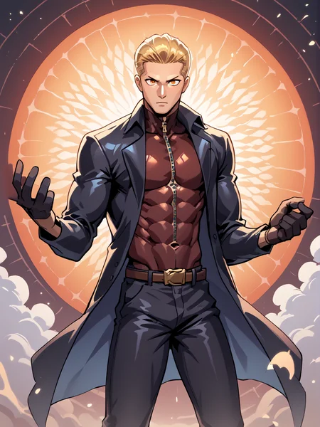 PonyScores7, source_anime, ah1, best quality, (masterpiece:1.4), (high quality:1.4), sharp focus, 4k, absurd resolution, <lora:albertwesker-guy-PONYv1:0.8> albertwesker, albert wesker, 1boy, blonde, black gloves, sunglasses, belt, pants, black coat, black pants, looking at viewer, toned, athletic, fit, slicked back hair, black turtleneck, zipper, mature male, (graphene textured clothes), black boots,(on a very small island , shoutiing help), bad-hands-5, ((looking up expression)), <lora:xl_more_art-full_v1:0.2>, <lora:shinyskin2:0.2> glistening skin, <lora:aesthetic_anime_v1s:0.2>, <lora:Expressive_H:0.2> Expressiveh, <lora:hairdetailpxl:0.2> hairdetailpxl, <lora:detailxl:0.2> detailxl, (Over-the-shoulder shot), (focused, intense glare), slit pupils, short hair, (reddish orange eyes), best quality, amazing quality, best aesthetic, absurdres, <lora:expressive eyes:0.2> expressive eyes, <lora:eyedetailpxl:0.2> eyedetailpxl, illustration, Volumetric_Lighting, ultra-detailed, very aesthetic, intricate details, 8k, masterpiece, best_quality, (angular face, sharp_featured face), (space ecologist, a dedicated environmentalist with an ecosystem analyzer and a love for nature preserving alien ecosystems with care and a sense of responsibility)