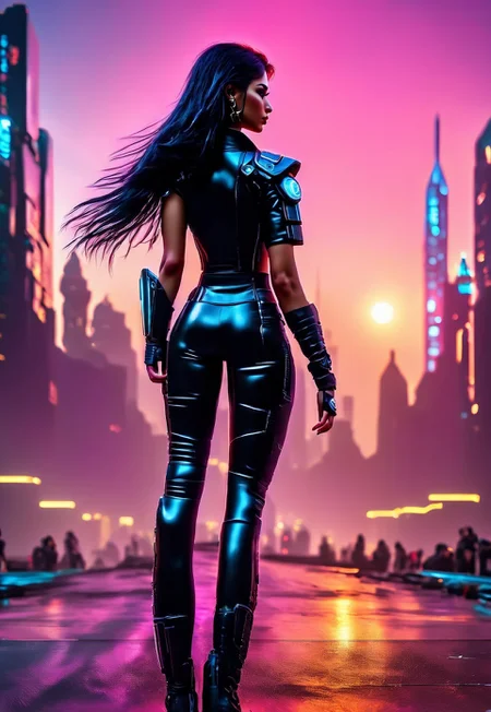 score_9, score_8_up, score_7_up, score_6_up, photorealistic, epiCPhotoGasm-colorfulPhoto, Realistic, highres, super high resolution, 8k, Inkpunk Anime, Abstract digital painting in the style of ck-js, concept art, futuristic, cyberpunk female warrior, reflective helmet, leather jacket, long flowing hair, standing on street of futuristic sci-fi city, towers, domes and skyscrapers, sunset, rule of thirds, perfect lighting, sunset, HD32K, wallpaper, hyperdetailed, photo, furry, Furry, anthro, fur, female, long black hair, realistic, detailed, tail, detailed fur, female, 