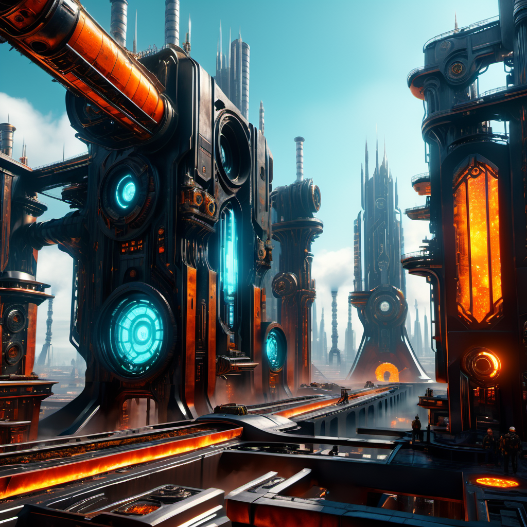 ((best quality)), ((masterpiece)), ((realistic,digital art)), (hyper detailed), DonMCyb3rN3cr0XL Industrial City, octane rendering, raytracing, volumetric lighting, Backlit,Rim Lighting, 8K, HDR,  <lora:DonMCyb3rN3cr0XL-000009:0.9>