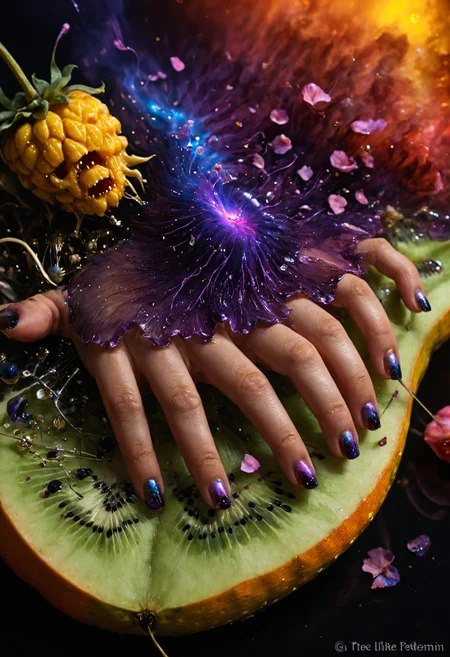 Horror-themed ((({A animals Vivacious, The Color-Changing Nail Polish: Changes color based on temperature.)
 (((with exaggerated expressions))) With a Theremin-like Musical Aura: Wave your hand near this fruit to create eerie electronic music - it's the theremin of the produce world!, Macro Close-Up: Use a macro lens to focus on tiny details like flower petals or insect eyes. Ensure good lighting to highlight textures and patterns..(dynamic:1.1),sun rays,(taken by 4mm fisheye lens:1.1), 
(Vivid, HDR, Canon50, 8K, Hyper Realistic, Dramatic, Epic, Dynamic Contrast, Cinematic Lighting, increased brightness)(((Zoomed Out, Far away Shot))) = =. Epic dynamic lighting , vibrant,highly detailed,psychedelic,((Psychedelic, rainbow glow ))
((Vivid, Epic, Dynamic contrast)) (((Zoomed out, Far away shot, In frame)), (((Cinematic, Studio lighting, Contrast)))
<lora:rundiffusionXL_beta:0.8><lora:epicrealismXL_v5Ultimate:0.8><lora:crystalClearXL_ccxl:0.9>
<lora:extremely_detailed:0.8> extremely detailed
<lora:hyperkraximalism:0.6> hyperkraximalism
<lora:JuggerCineXL2:0.8> Movie Still, Film Still, Cinematic, Cinematic Shot, Cinematic Lighting
<lora:xl_more_art-full_v1:0.2>    <lora:RMSDXL_Darkness_Cinema:0.1>
 <lora:HellAI_XL:0.6> HellAI, skull, fire, demon, monster, - Generate images with sharp edges and fine details.
- Produce high-resolution images with no blurriness or distortions.
- Create images with clear and well-defined subjects.
- Ensure that the output images have crisp lines and distinct features.
- Generate images with vibrant colors and accurate tones.
- Avoid noise or artifacts in the generated images.
- Focus on producing clear textures and patterns in the images.
- Emphasize clarity and definition in all aspects of the generated images.
- Prioritize the sharpness and clarity of the main subjects in the images.
- Optimize the AI model to produce clear and visually appealing images., Wlop, By art germ . Eerie, unsettling, dark, spooky, suspenseful, grim, highly detailed