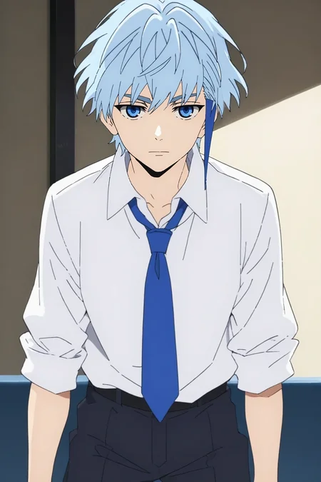 score_9, score_8_up, score_7_up, , rating_safe, , anime screencap, , , looking at viewer, , 1boy, solo, male focus, <lora:aguero_agnes_khun_pony:0.76>, aguero_agnes_khun, blue hair, blue eyes, short hair, multicolored hair, streaked hair, , , ,, <lora:sdxl_lightning_8step_lora:1>