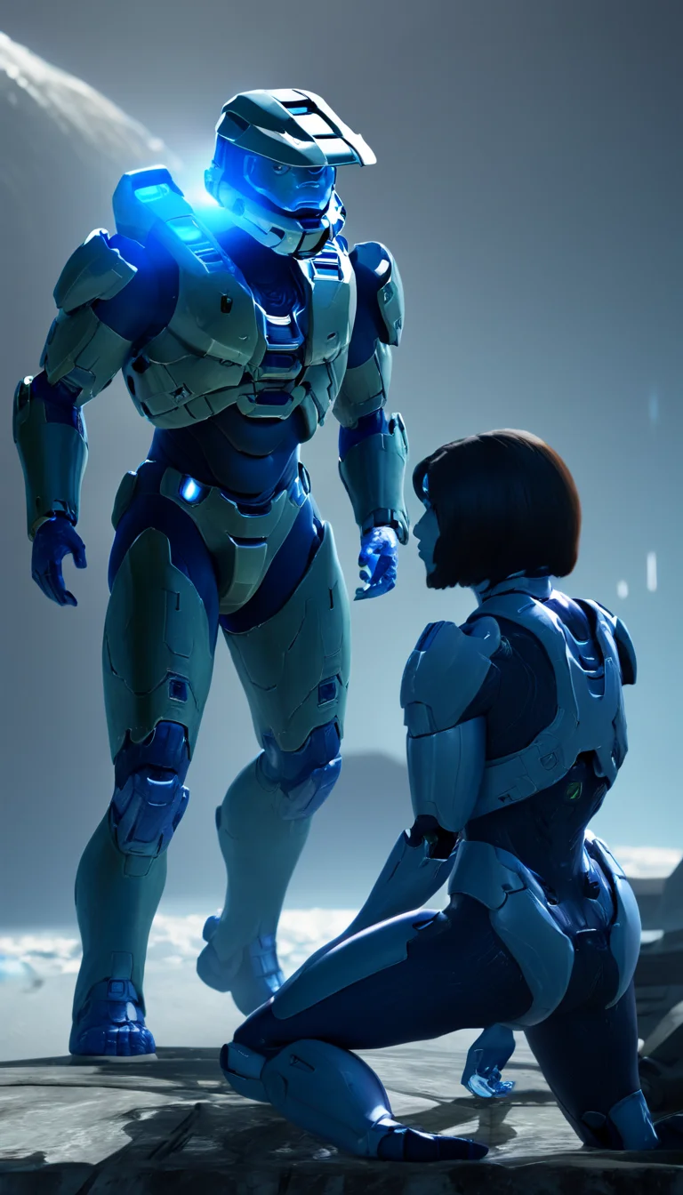 Cinematic scene, hero view, Cortana and Master Chief talking <lora:cortana_xl_v3:1>, action pose, detailed background, masterpiece, best quality, high quality, absurdres