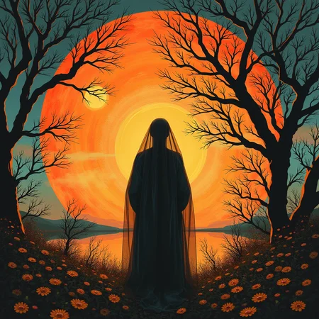 Innkeeper of the summer, Burning and Biochemical silhouette, billowing transparent veil, watercolor painting by Zdzislaw Beksinski and George Buckett, highly intricate by Henri de Toulouse-Lautrec and Gustav Klimt, Junji Ito and Sari Cecile, Funny stylized, Inventive photorealism, Circles, Rui Palha style, Smooth masterpiece by head of prompt engineering, amazing depth