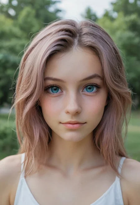 1girl, solo, amy555, cute, portrait, headshot, looking at viewer, outdoors, friendly
