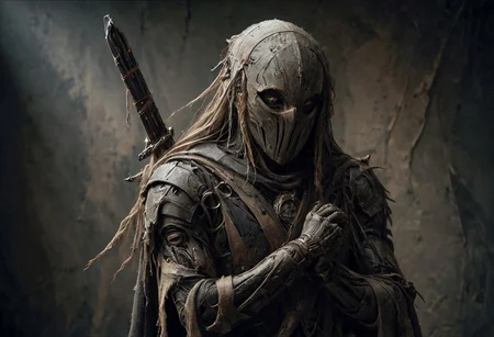Super Closeup Portrait, Create a DARK dystopian Sci-fi description capturing the essence of a slender Cyborg wearing a boldly patterned torn Shadow linen Cape and Large round shinobi hat, It gazes directly at the camera, extending his arm with His wooden katana sword and wooden shield. . The surreal scene is further enhanced as her long hair seamlessly merges with the vibrant background.
raw photo, DARK Megacity Led landscape, photorealistic, high detailed texture, 8k uhd, dslr, soft lighting, high quality, film grain, Fujifilm XT3, highly detailed photography, (muted colors, cinematic, dim colors, soothing tones:1.2), vibrant, insanely detailed, hyperdetailed, (dark shot:1.2), (vsco:0.3), (intricate details:0.9), (hdr, hyperdetailed:1.2)
atmospheric haze, Film grain, cinematic film still, shallow depth of field, highly detailed, high budget, cinemascope, moody, epic, OverallDetail, gorgeous, 2000s vintage RAW photo, photorealistic, candid camera, color graded cinematic, eye catchlights, atmospheric lighting, skin pores, imperfections, natural, shallow dof